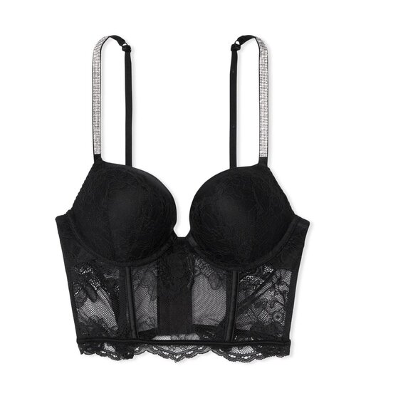 Victoria's Secret Shine 3 Piece Matching Lace Set w/ Lace Stockings - Picture 7 of 16